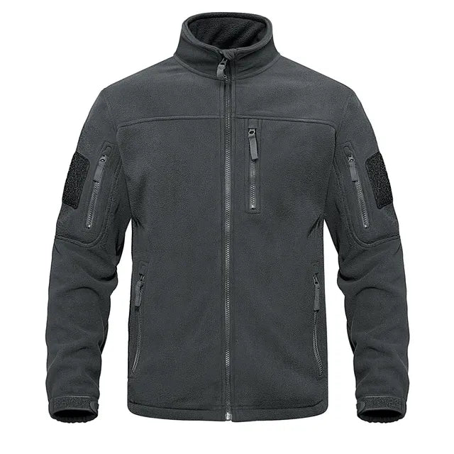 Heren Fleece Jack Full Zip met Hoge Kraag en Meerdere Zakken