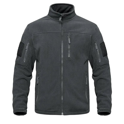Heren Fleece Jack Full Zip met Hoge Kraag en Meerdere Zakken