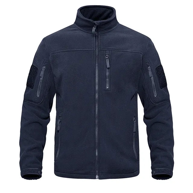 Heren Fleece Jack Full Zip met Hoge Kraag en Meerdere Zakken