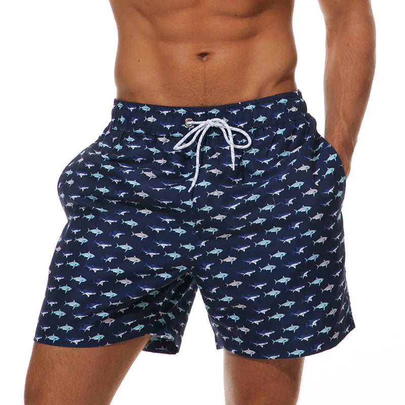 Heren Zwemshort met Print, Zakken en Trekkoord