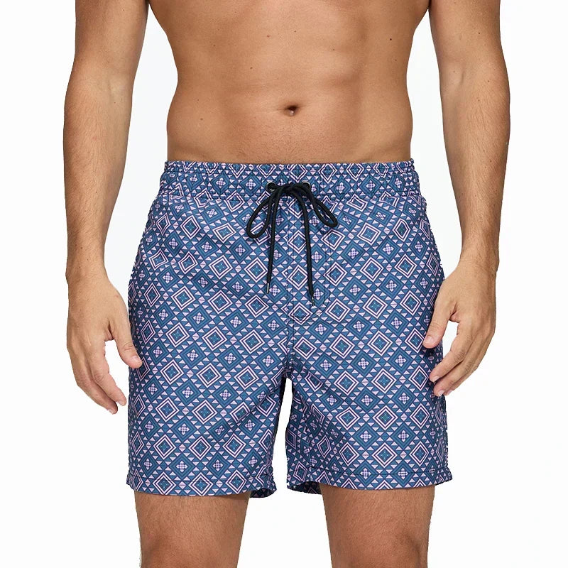 Heren Zwemshort met Print, Zakken en Trekkoord
