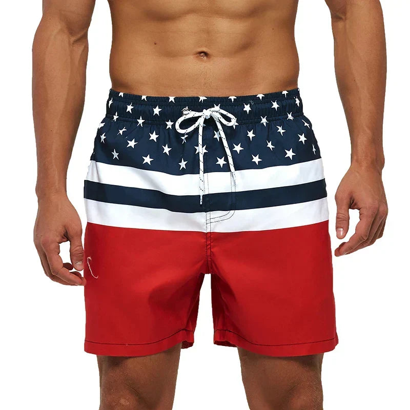 Heren Zwemshort met Print, Zakken en Trekkoord
