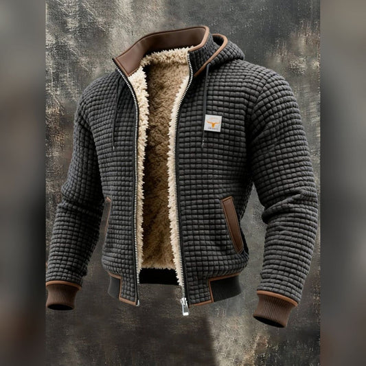 men's quilted hooded full-zip jacket in gray