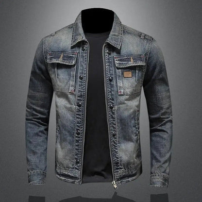 men's relaxed fit zip-up denim jacket in denim