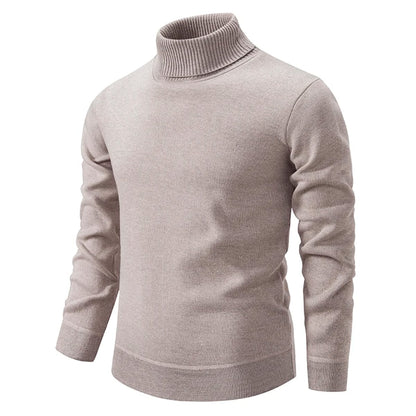 men's slim fit turtle neck jumper in beige