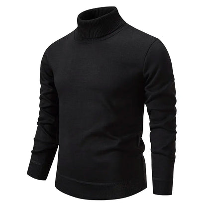 men's slim fit turtle neck jumper in black