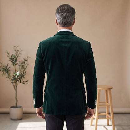 Men's Tailored-Fit Velvet Formal Blazer Jacket
