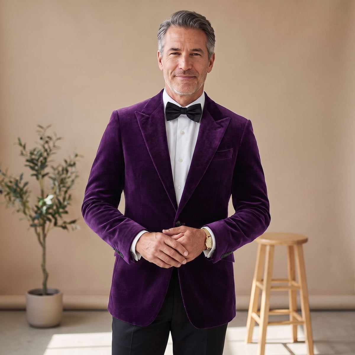 Men's Tailored-Fit Velvet Formal Blazer Jacket