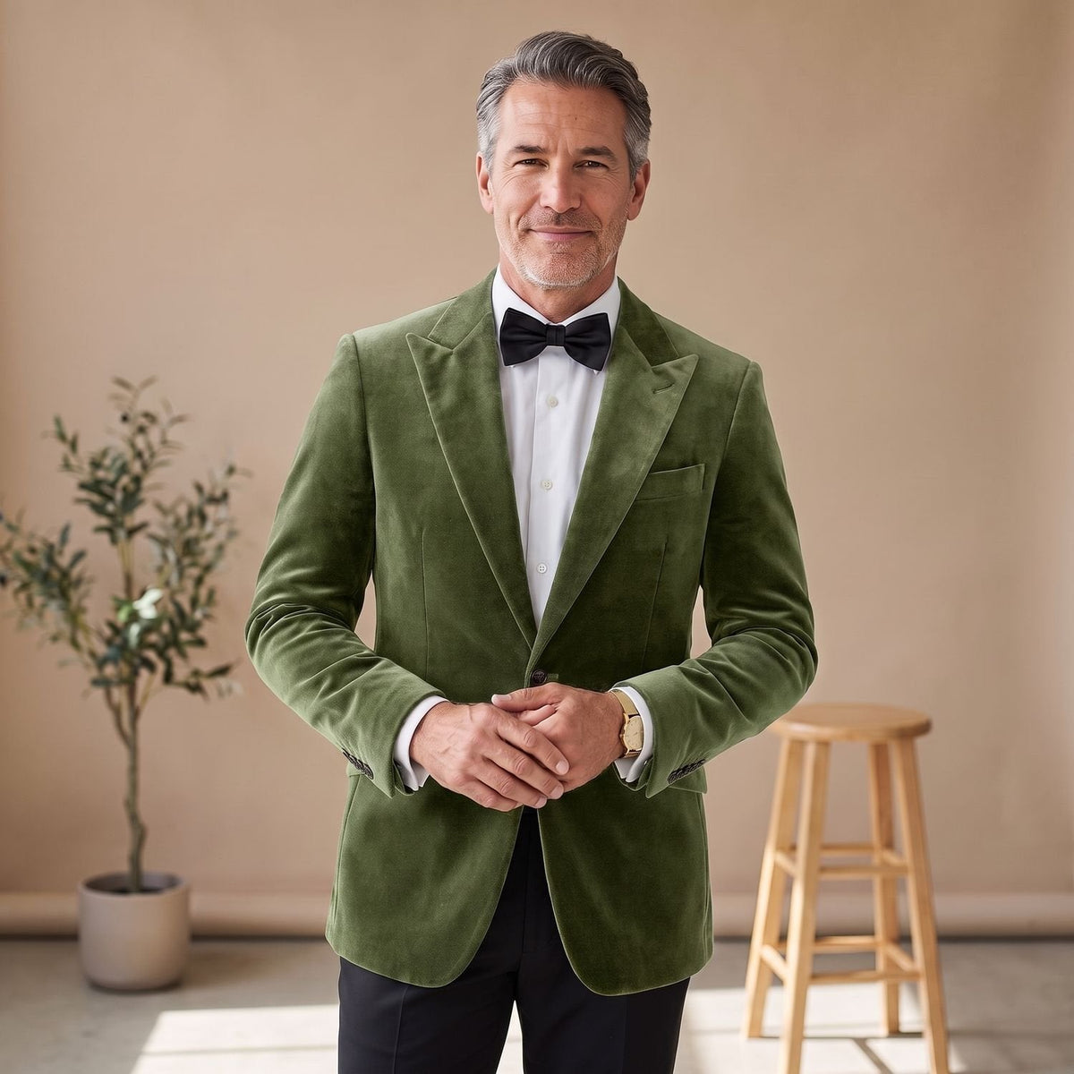 Men's Tailored-Fit Velvet Formal Blazer Jacket