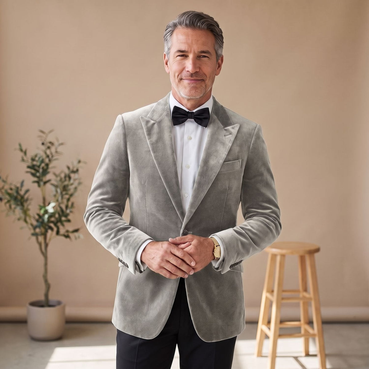Men's Tailored-Fit Velvet Formal Blazer Jacket