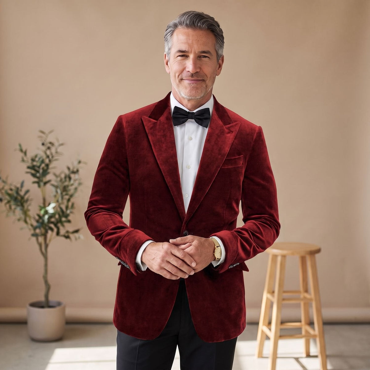 Men's Tailored-Fit Velvet Formal Blazer Jacket