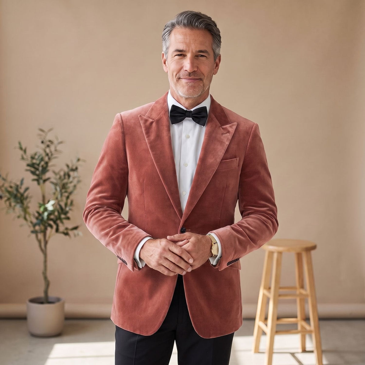 Men's Tailored-Fit Velvet Formal Blazer Jacket