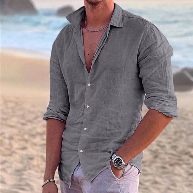 Heren Slim Fit Overhemd – Casual voor Zomergebruik, Met Knopen en Korte Mouwen