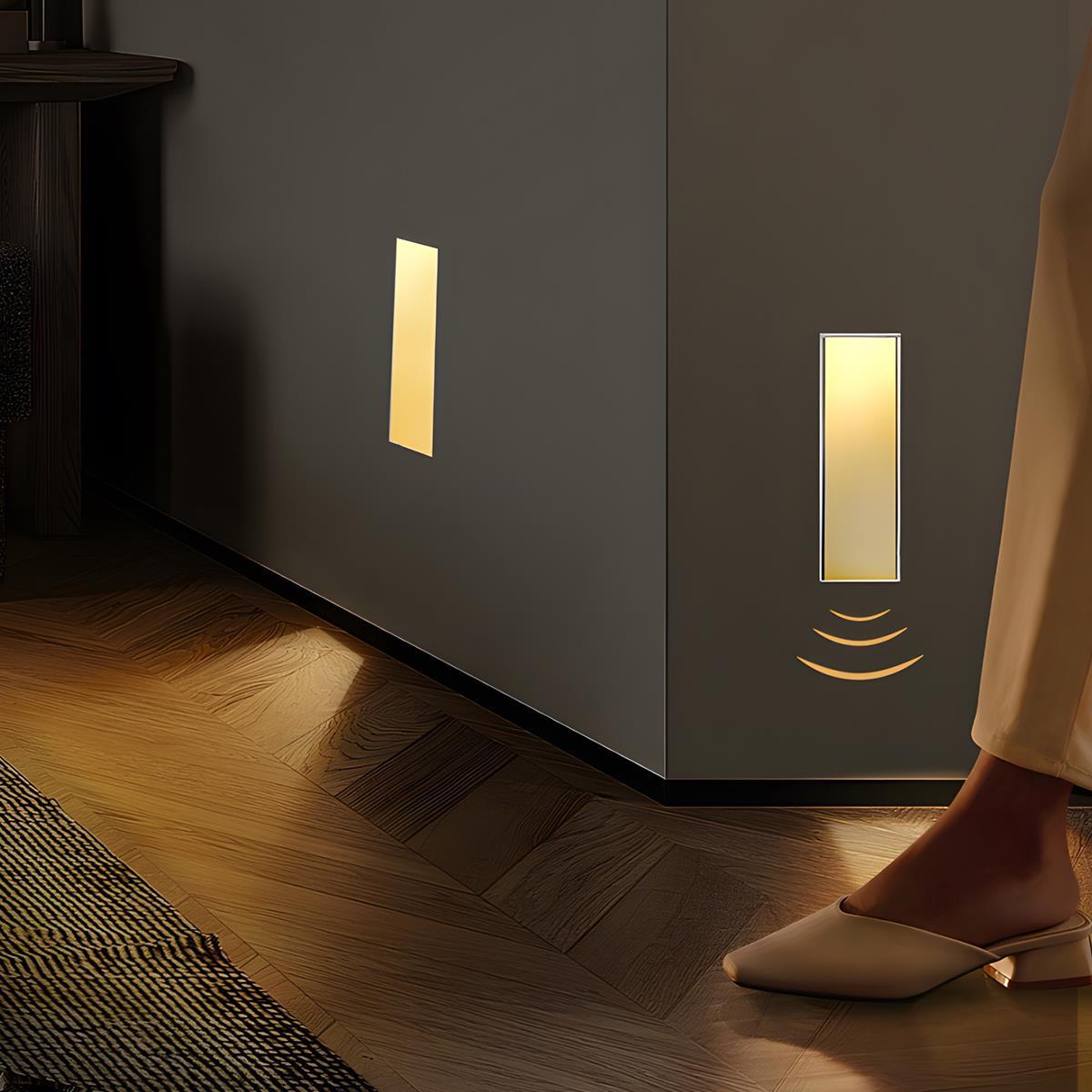 LED Wandlamp Rechthoekig Wit met Bewegingssensor voor Hal of Slaapkamer