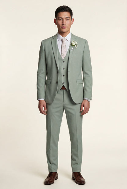 Mint Green Slim Fit Three Piece Wedding Suit with Vest - Wedding suits - Photo 15