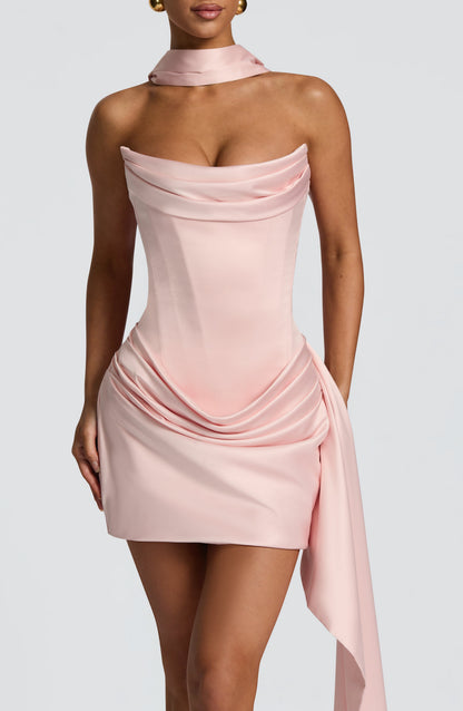 Dames Mini Jurk Strapless met Sjaaldetail