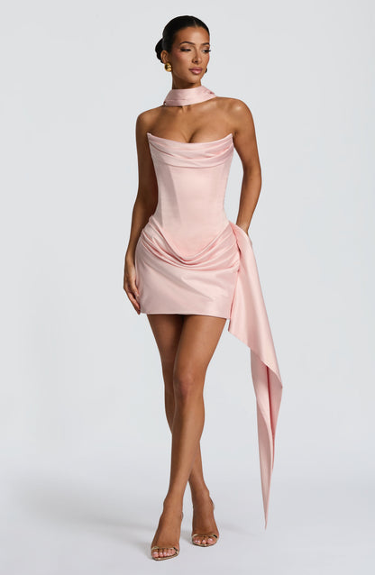 Dames Mini Jurk Strapless met Sjaaldetail