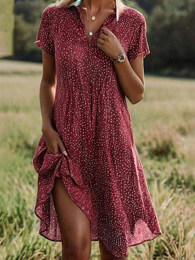 Dames Blousejurk Midi met Korte Mouw