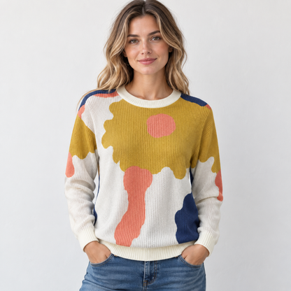 Juliette - Dzianinowy sweter z kwiatowym motywem | Artystyczny styl i wygoda