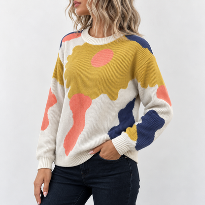 Juliette - Dzianinowy sweter z kwiatowym motywem | Artystyczny styl i wygoda