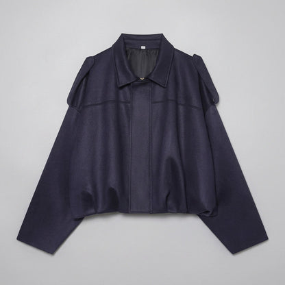 Ancona Suede Jacket — Navy, flat lay front