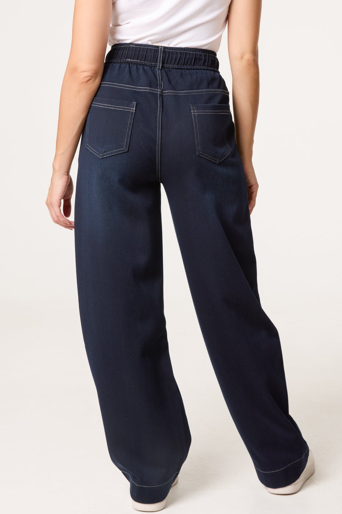 Dames Barrel Leg Jeans Stretch Denim Indigo
