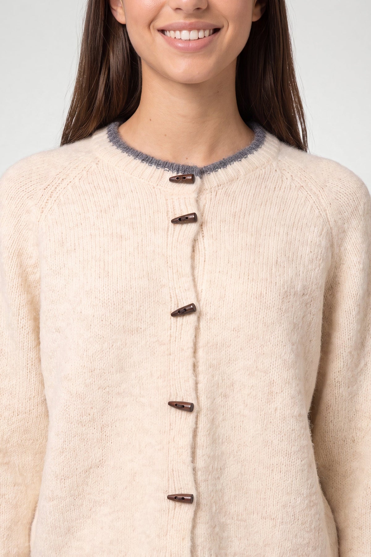 Dames Vest met Ronde Hals – Gebreid Vest in Steengrijs