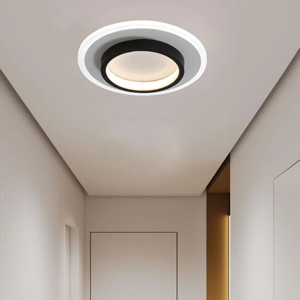 Nowoczesna Okrągła Metalowa Akrylowa Lampa Sufitowa LED do Korytarza Side