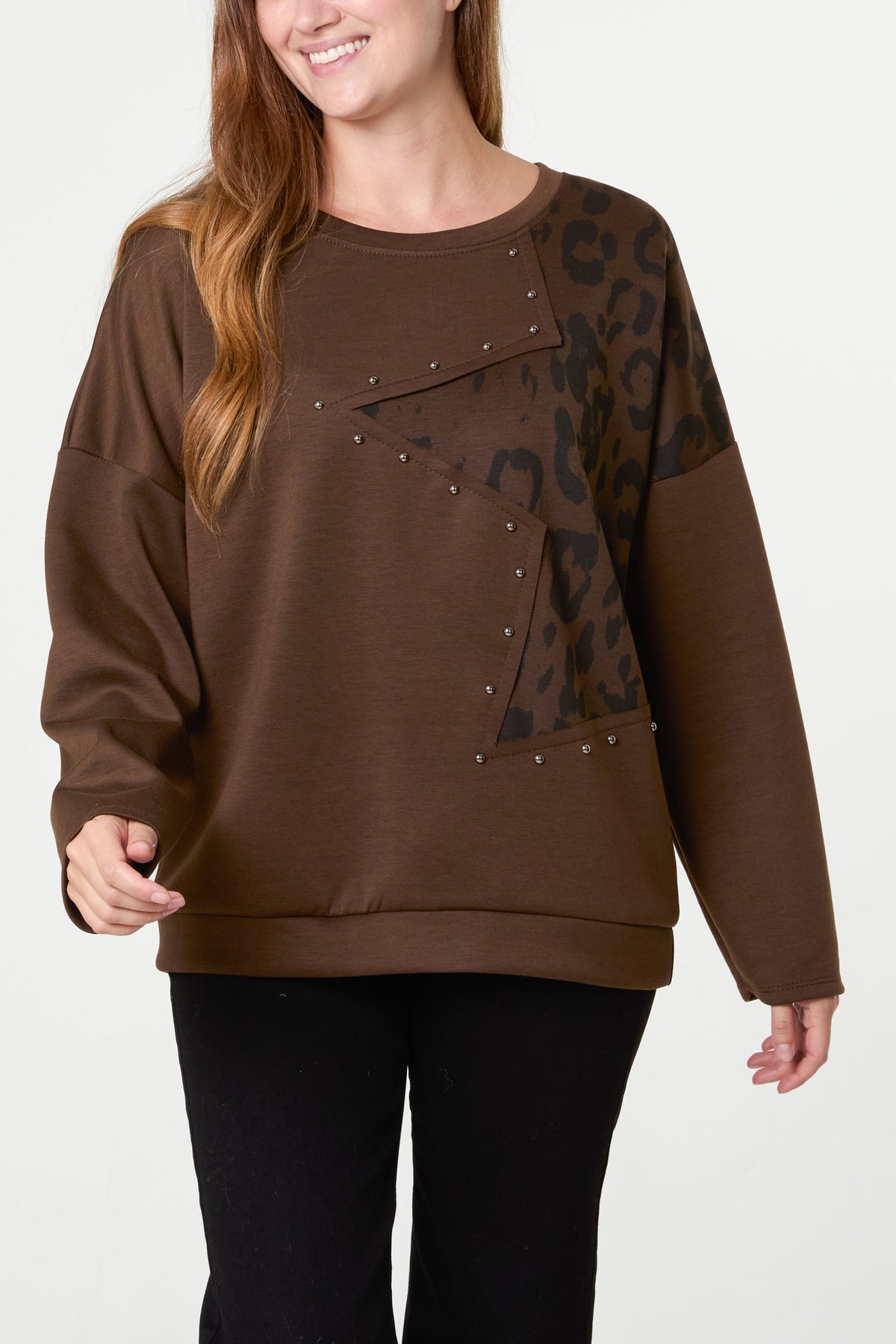 Dames Trui met Ster- en Studdetails – Gebreide Pullover