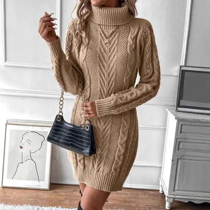 Kay Chunky Cable Knit Turtleneck Dress_5