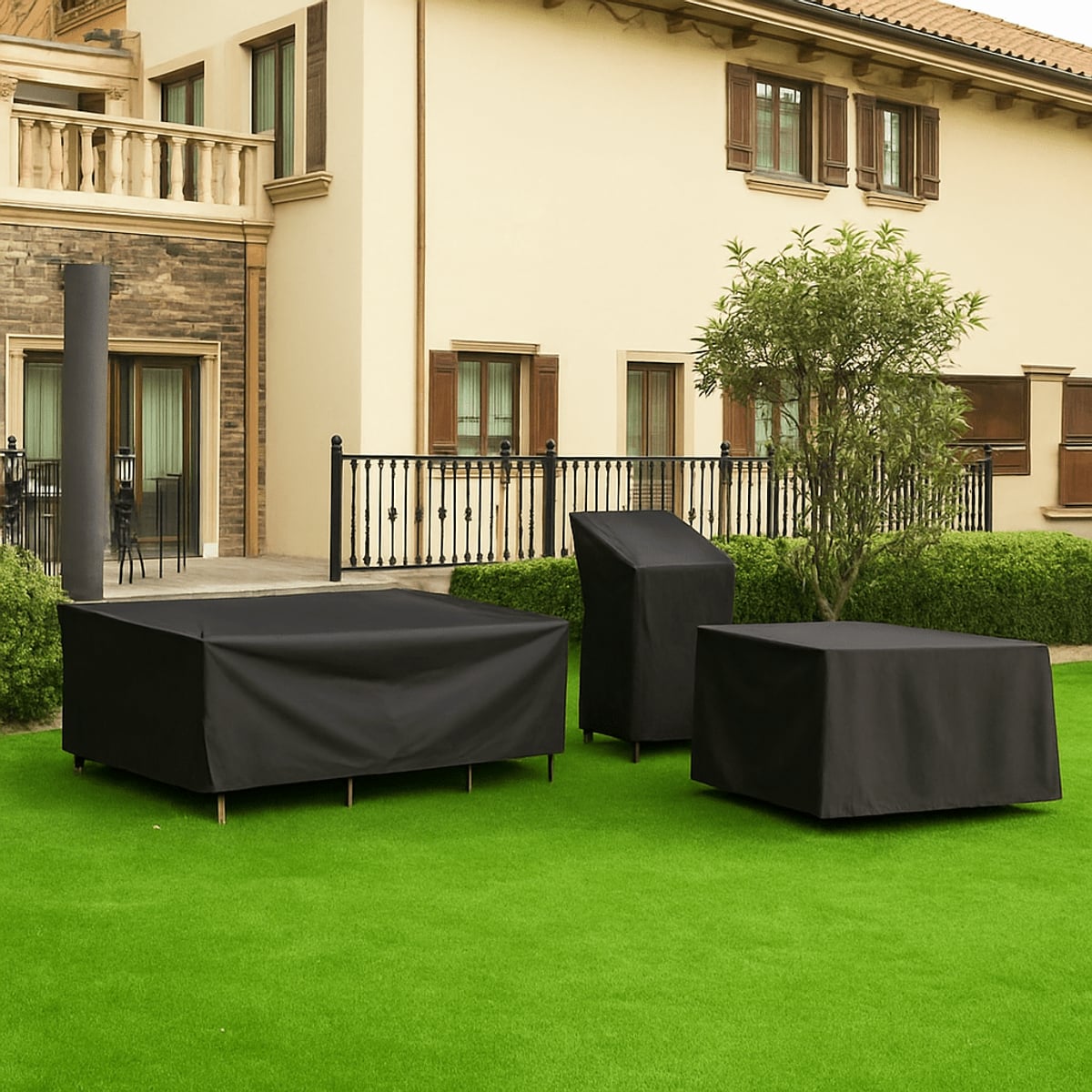 outdoor furniture cover set in black