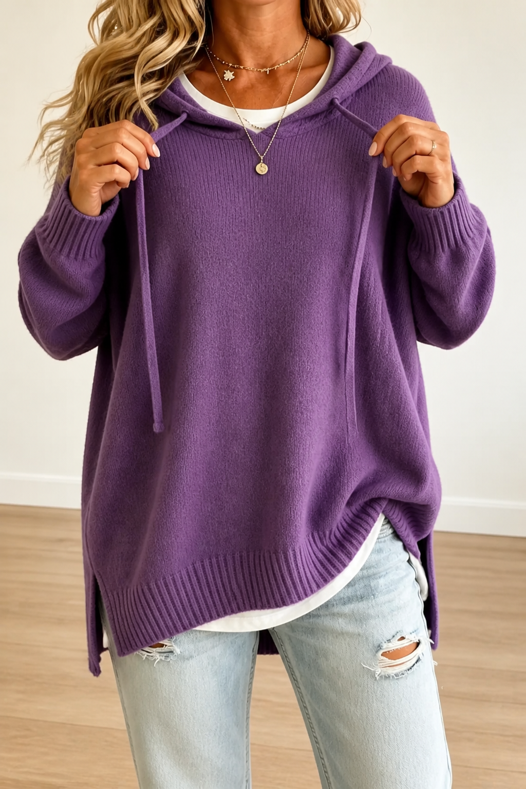 Dames Oversized Trui met Capuchon en Trekkoord