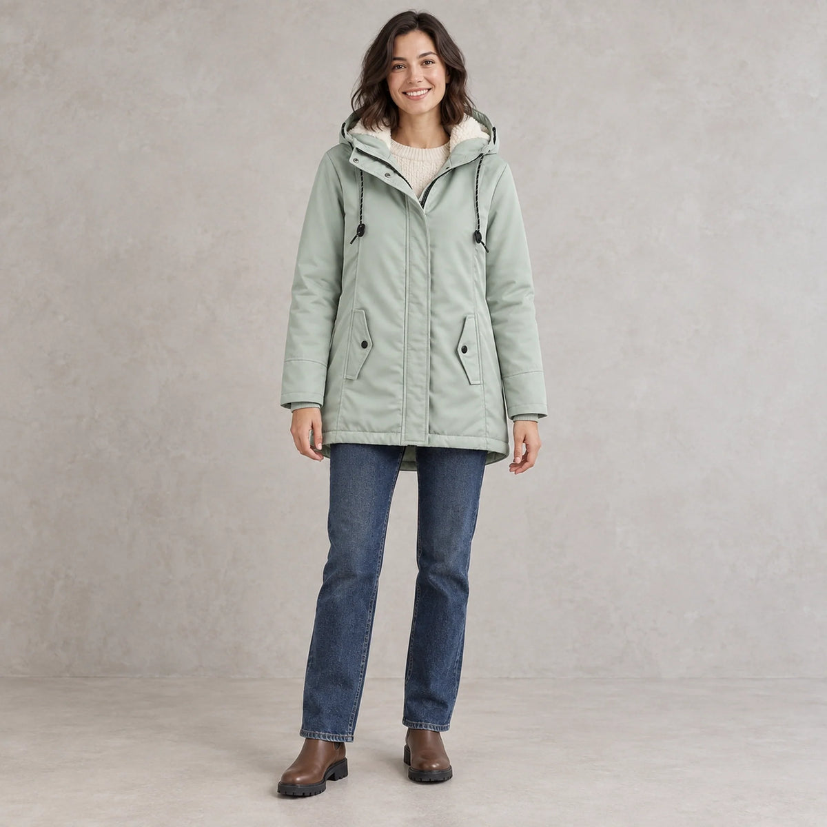 parka coat — Aurora Mint Green front — view 4