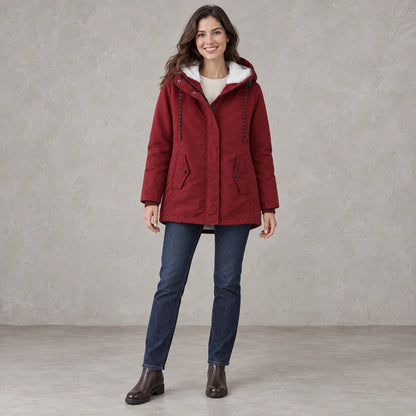 parka coat — Aurora Burgundy front — view 8