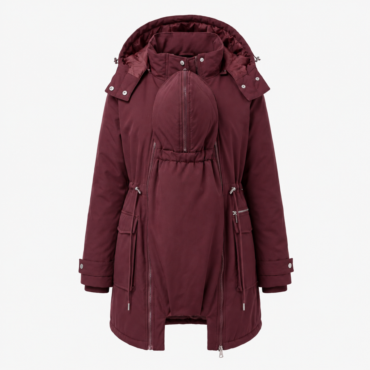 3-in-1 maternity winter parka detachable puffer coat in dark red