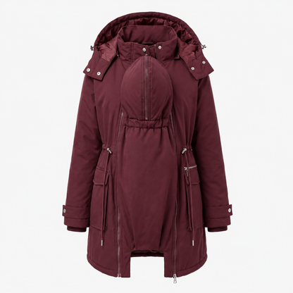 3-in-1 maternity winter parka detachable puffer coat in dark red