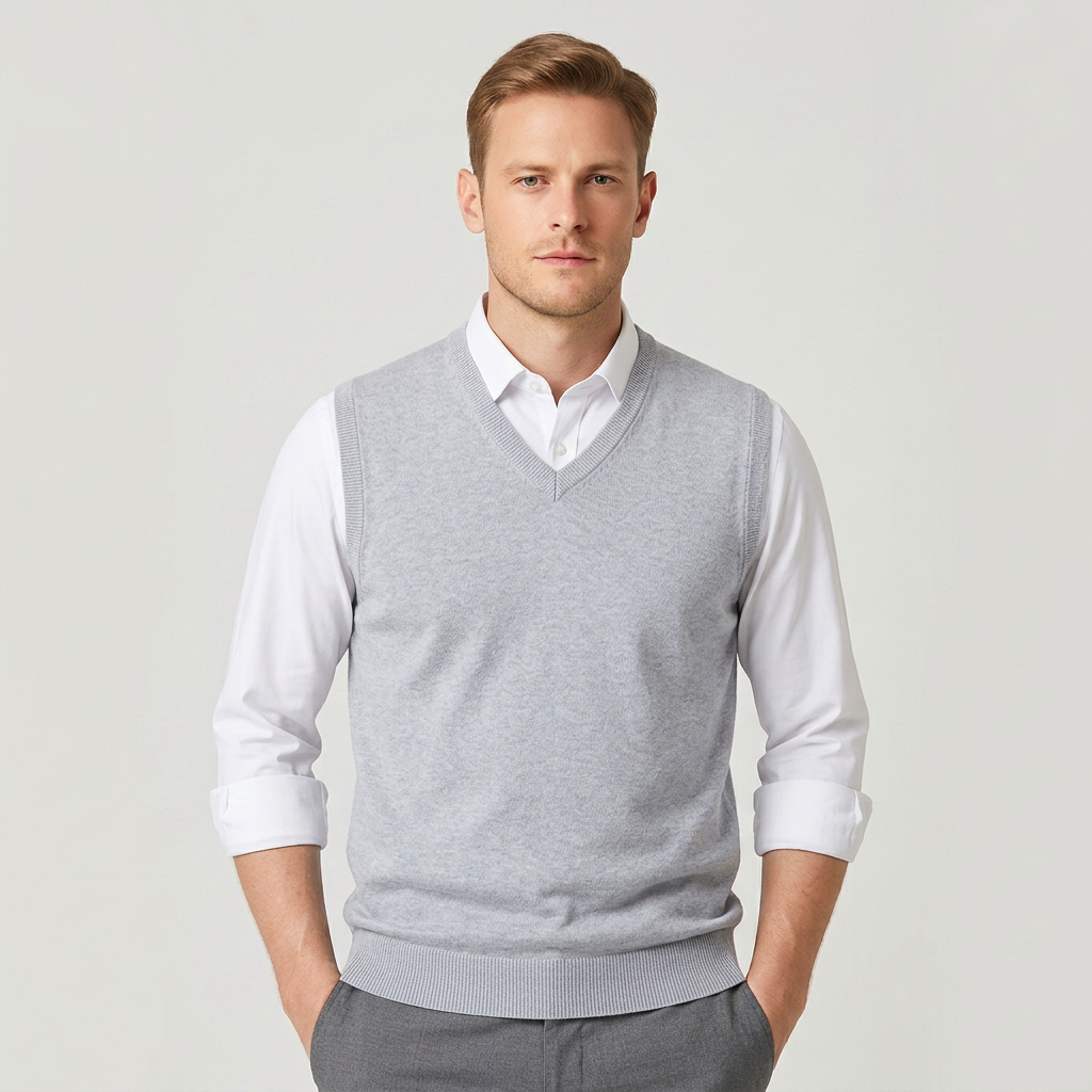 Heren Trui Mouwloos – Slim Fit met V-hals