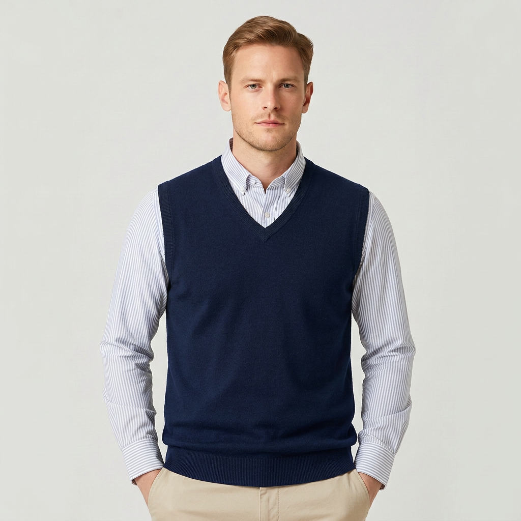 Heren Trui Mouwloos – Slim Fit met V-hals