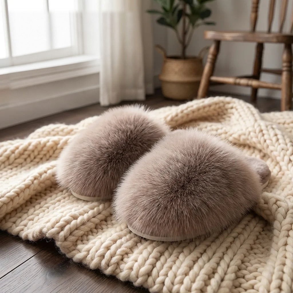 Dames Pantoffels Fluffy Faux Fur