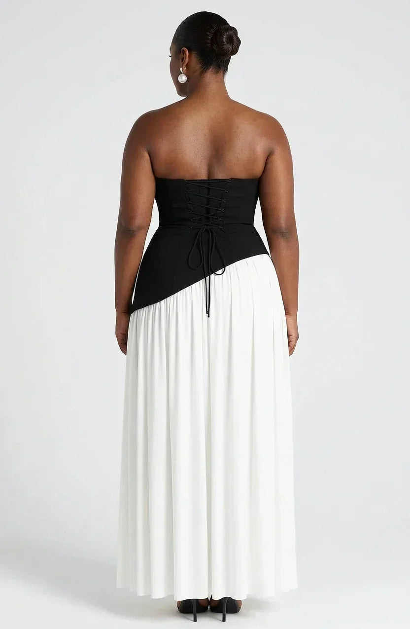 Dames Maxi Jurk Strapless met Hoge Split