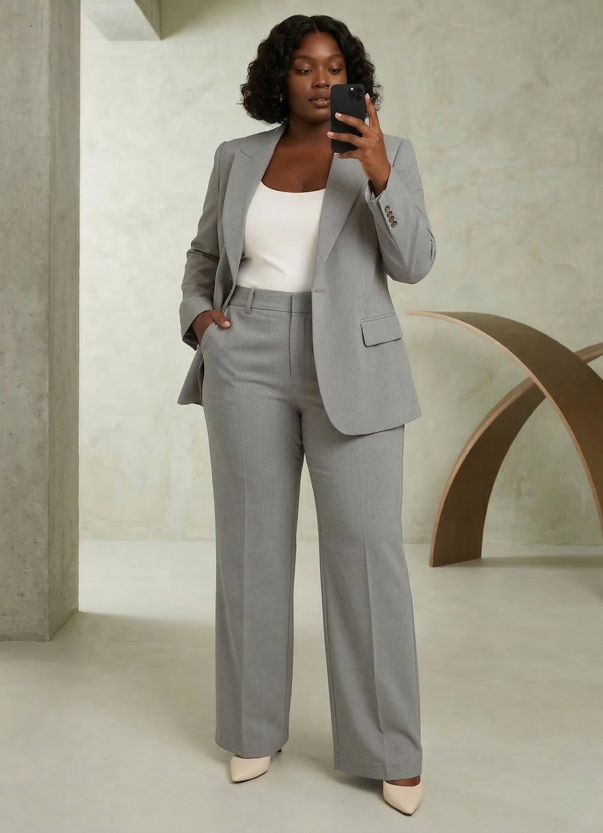 Dames Tweedelig Pak - Getailleerde Blazer met Broek