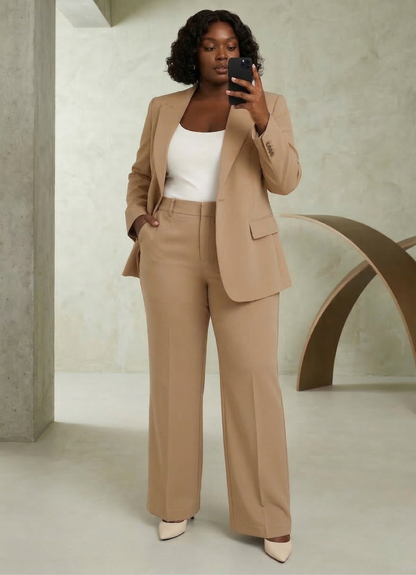 Dames Tweedelig Pak - Getailleerde Blazer met Broek