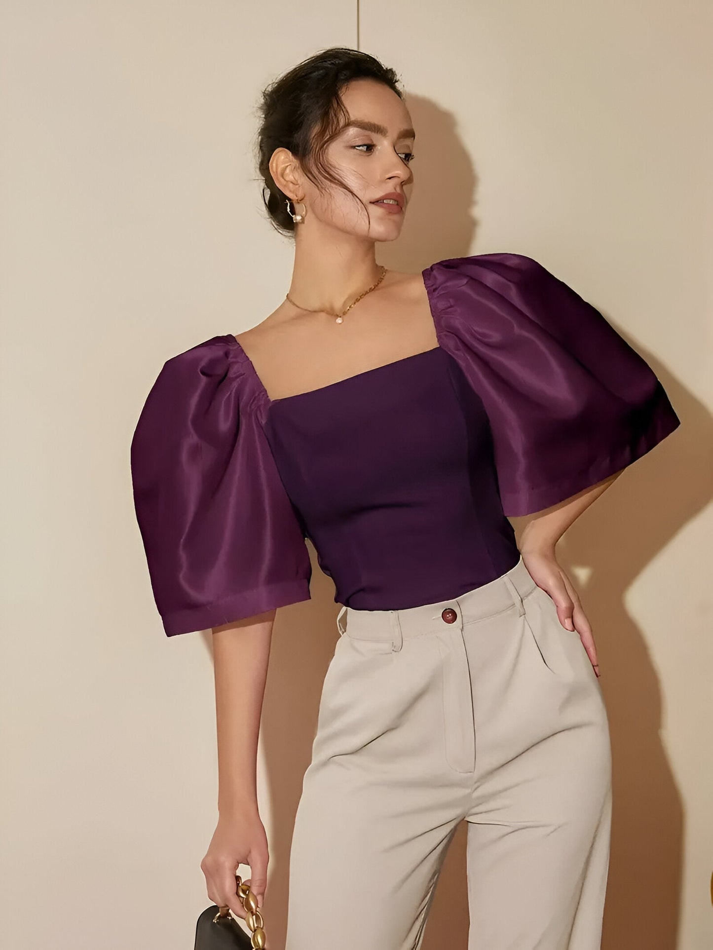 Bonnie - Slanke Blouse met Vierkante Hals