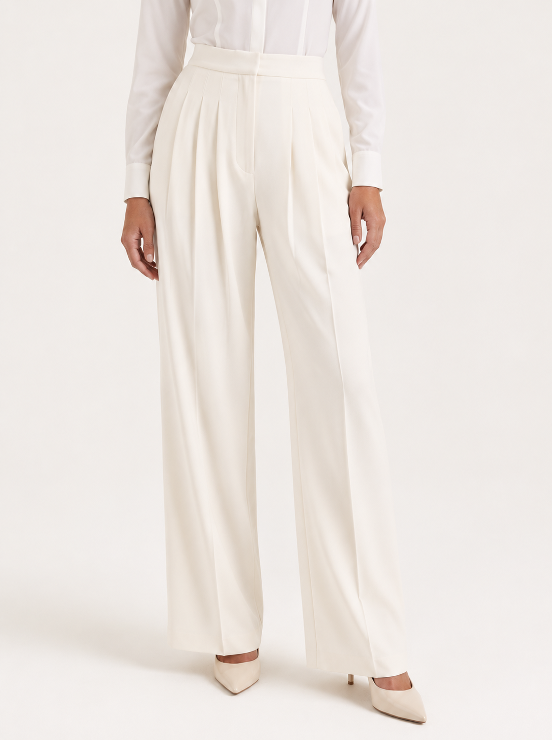 Dames High-Waisted Broek – Wijde Pijp, Casual voor Dagelijks Gebruik