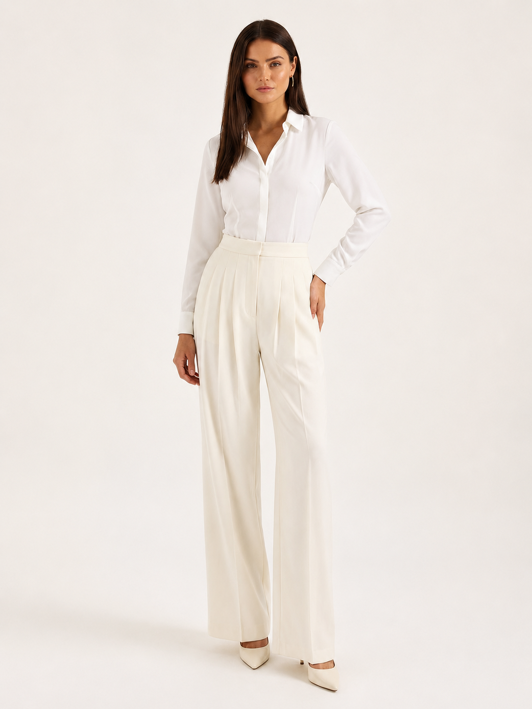 Dames High-Waisted Broek – Wijde Pijp, Casual voor Dagelijks Gebruik