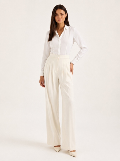 Dames High-Waisted Broek – Wijde Pijp, Casual voor Dagelijks Gebruik