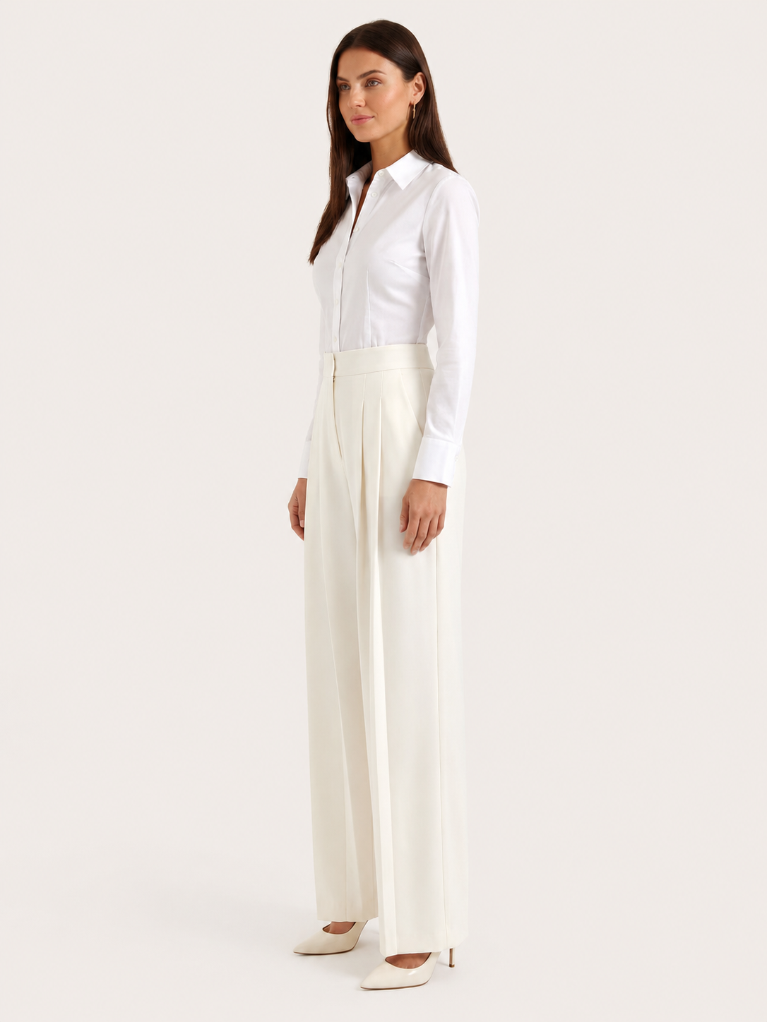 Dames High-Waisted Broek – Wijde Pijp, Casual voor Dagelijks Gebruik