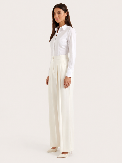Dames High-Waisted Broek – Wijde Pijp, Casual voor Dagelijks Gebruik
