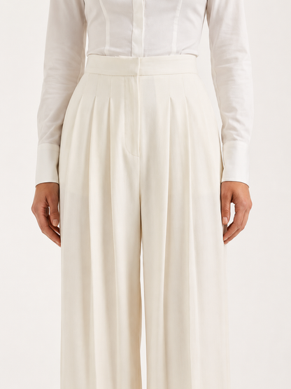 Dames High-Waisted Broek – Wijde Pijp, Casual voor Dagelijks Gebruik