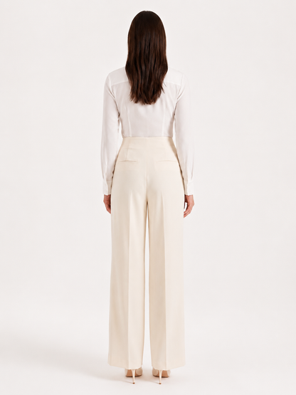 Dames High-Waisted Broek – Wijde Pijp, Casual voor Dagelijks Gebruik